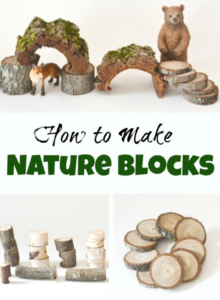 Photo collage of things to make with nature blocks
