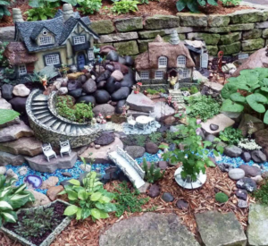 An earthy fairy garden display