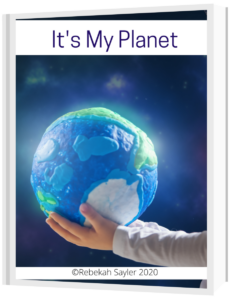 Cover image of a child’s hands holding a glowing earth with the title My Eart