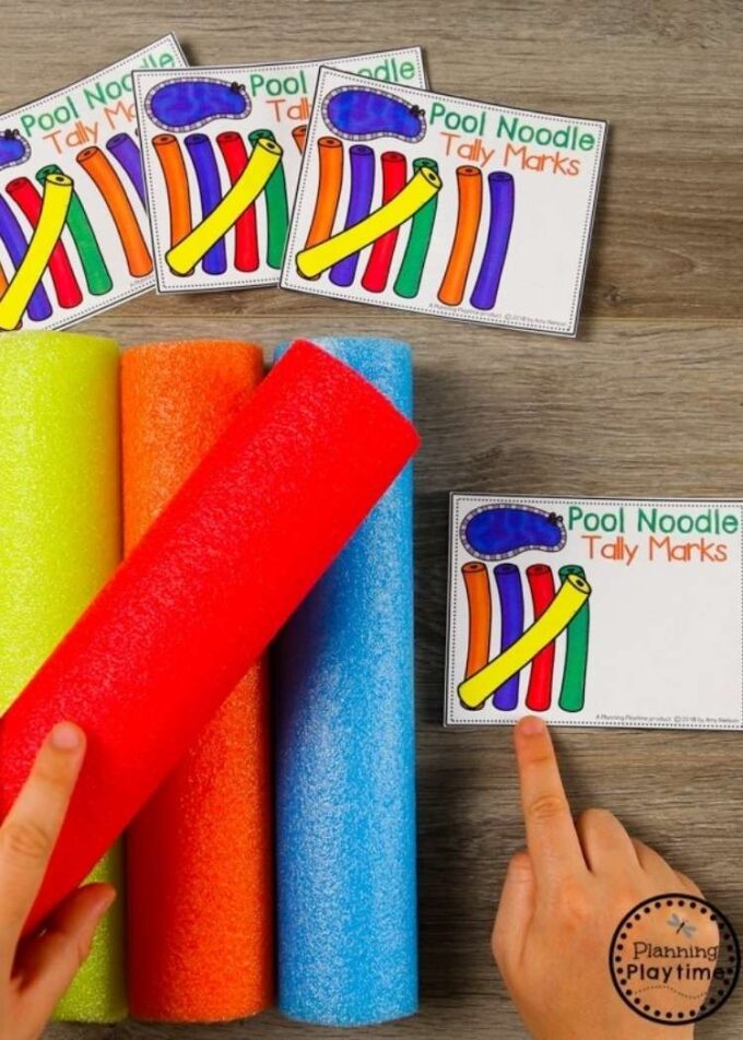 preschool summer activities pool noodle tally marks